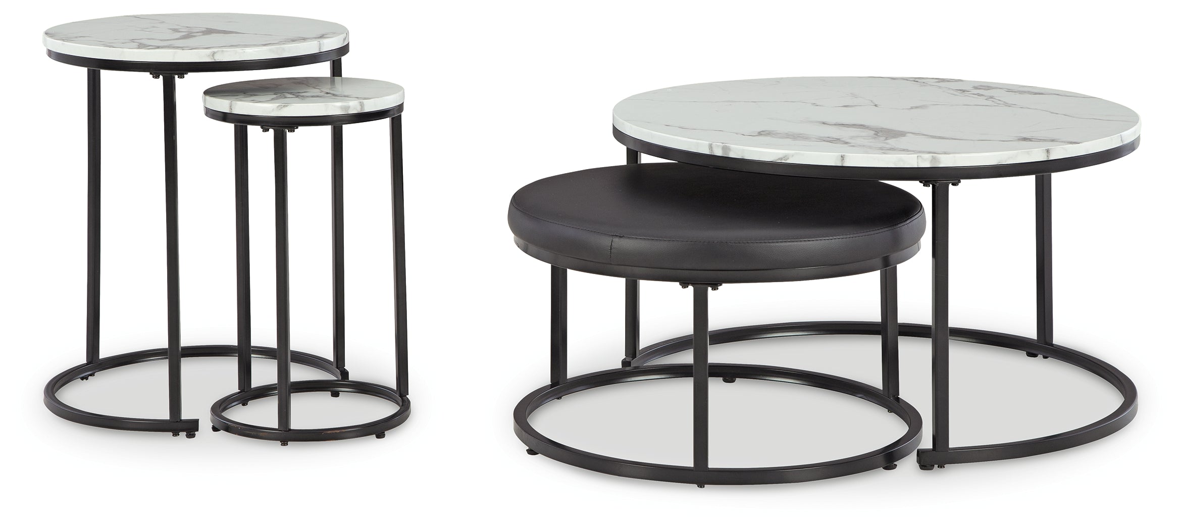 Leasing Furniture - Ashley Furniture - Jusmour Table (Set of 4) - Occasional Nesting TBL (4/CN) / Black/White - T161-14