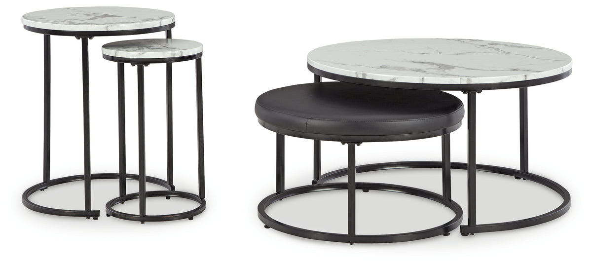 Leasing Furniture - Ashley Furniture - Jusmour Table (Set of 4) - Occasional Nesting TBL (4/CN) / Black/White - T161-14