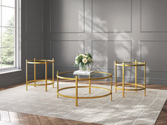 Leasing Furniture - Ashley Furniture - Pearlox Table (Set of 3) - Occasional Table Set (3/CN) / Gold - T173-13