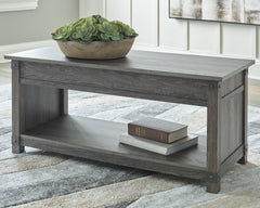 Leasing Furniture - Ashley Furniture - Freedan Lift-Top Coffee Table - Rect Lift Top Cocktail Table / Grayish Brown - T175-9