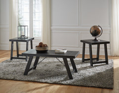 Leasing Furniture - Ashley Furniture - Noorbrook Table (Set of 3) - Occasional Table Set (3/CN) / Black/Pewter - T351-13