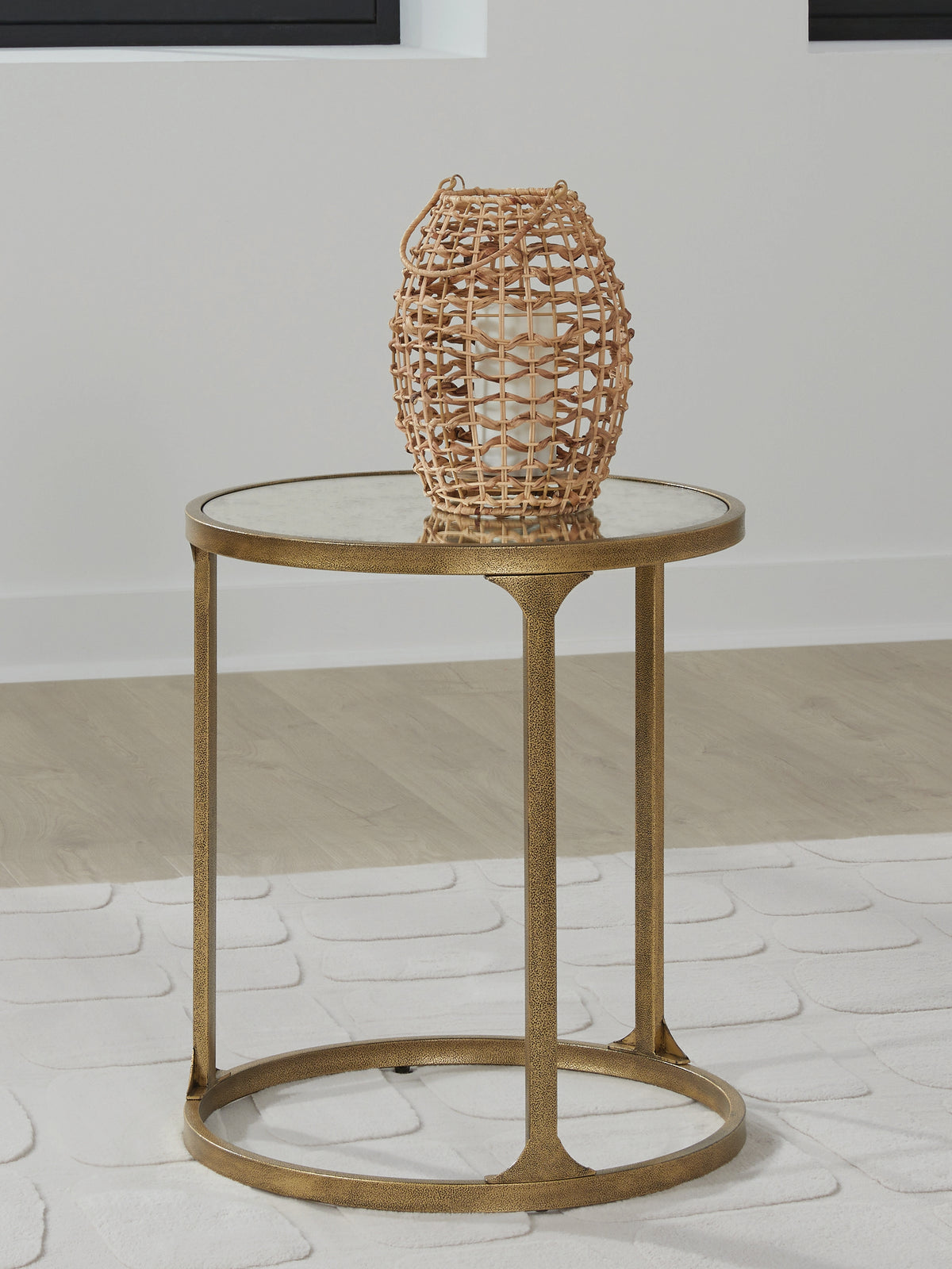Leasing Furniture - Ashley Furniture - Korajane End Table - Round End Table / Antique Gold - T399-6