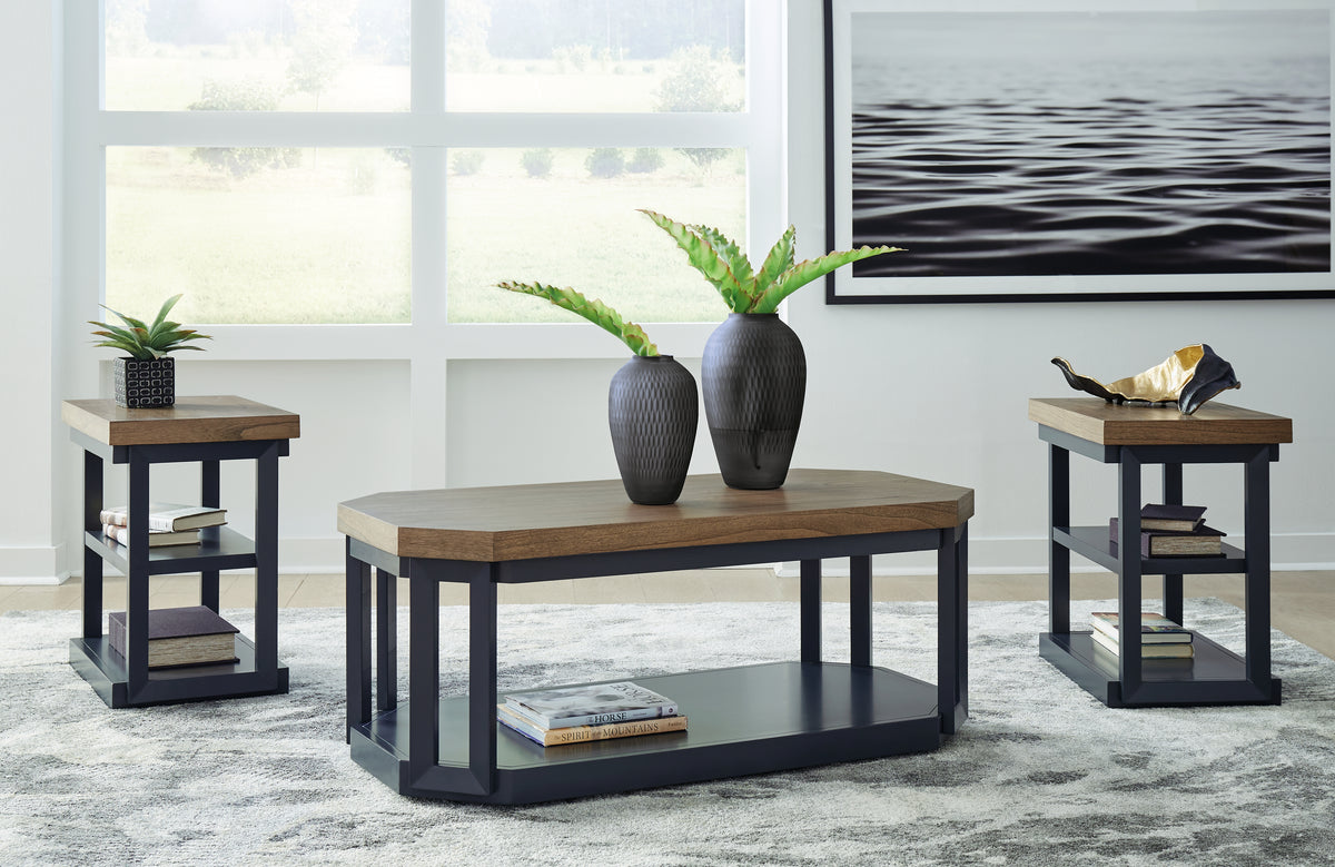Leasing Furniture - Ashley Furniture - Landocken Table (Set of 3) - Occasional Table Set (3/CN) / Brown/Blue - T402-13