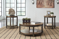 Leasing Furniture - Ashley Furniture - Roybeck Table (Set of 3) - Occasional Table Set (3/CN) / Light Brown/Bronze - T411-13