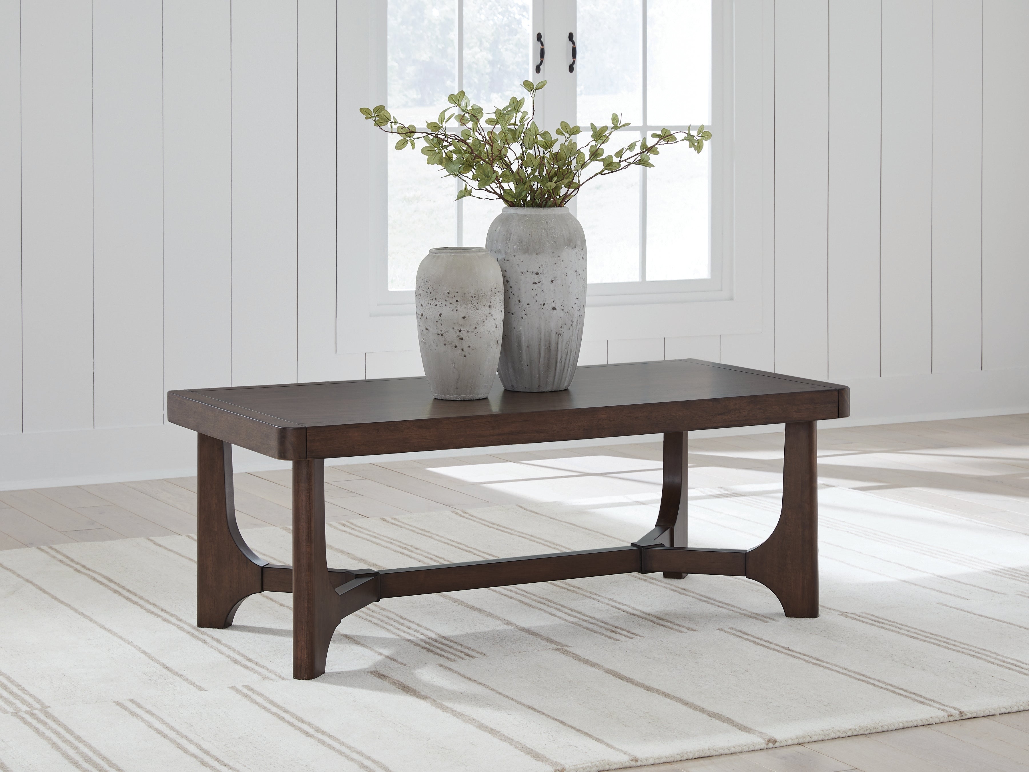 Leasing Furniture - Ashley Furniture - Korestone Coffee Table - Rectangular Cocktail Table / Dark Brown - T438-1