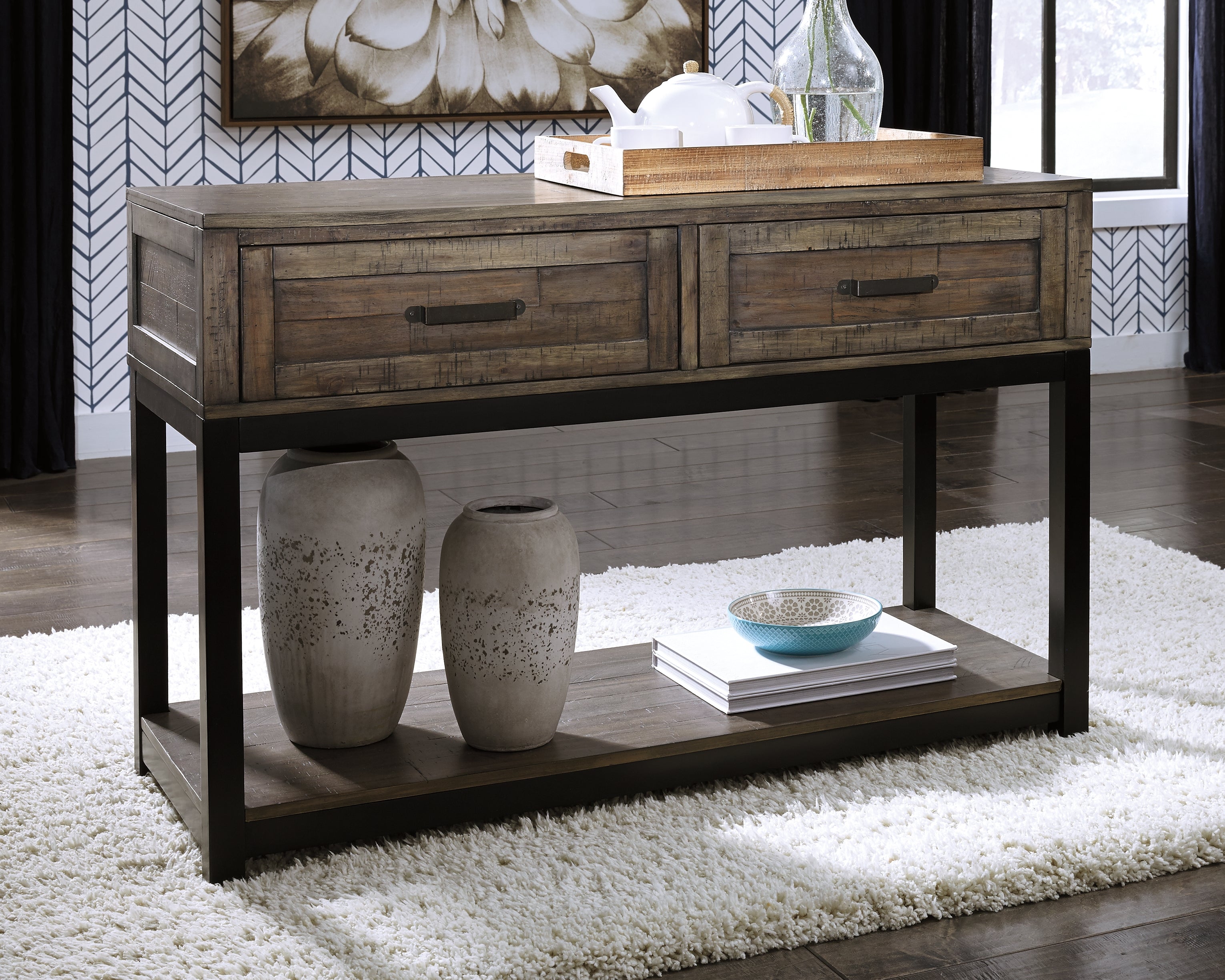 Leasing Furniture - Ashley Furniture - Johurst Sofa/Console Table - Sofa Table / Grayish Brown - T444-4
