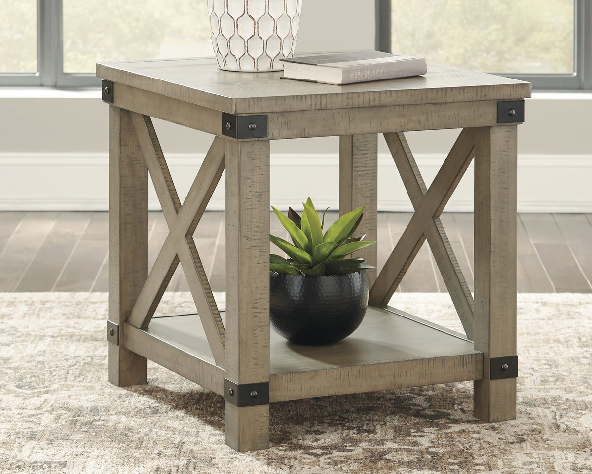 Leasing Furniture - Ashley Furniture - Aldwin End Table - Rectangular End Table / Gray - T457-3