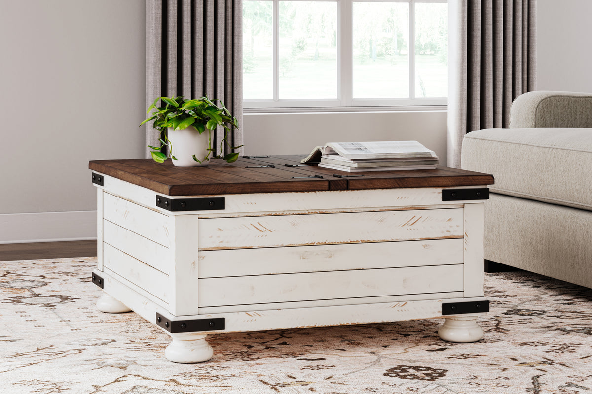 Leasing Furniture - Ashley Furniture - Wystfield Coffee Table - Cocktail Table with Storage / White/Brown - T459-20