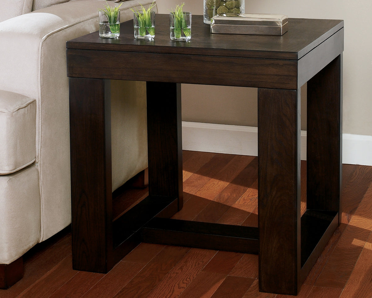 Leasing Furniture - Ashley Furniture - Watson End Table - Square End Table / Dark Brown - T481-2