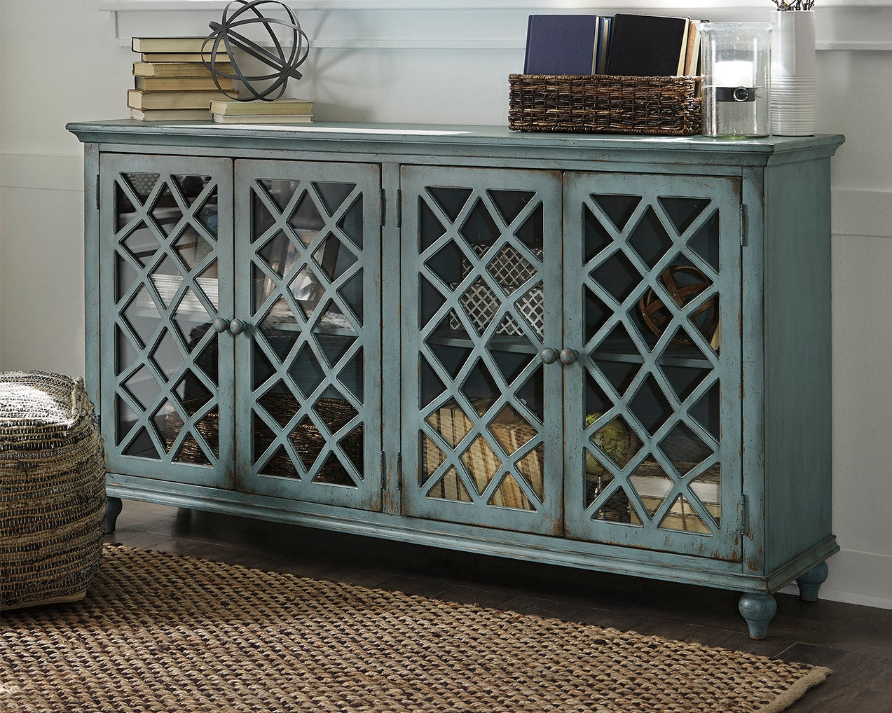 Leasing Furniture - Ashley Furniture - Mirimyn Accent Cabinet - Accent Cabinet / Antique Teal - T505-762