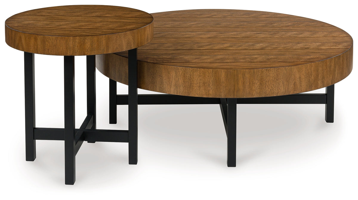 Leasing Furniture - Ashley Furniture - Steenlage Table (Set of 2) - Occasional Table Set (Set of 2) / Brown/Black - T575-12