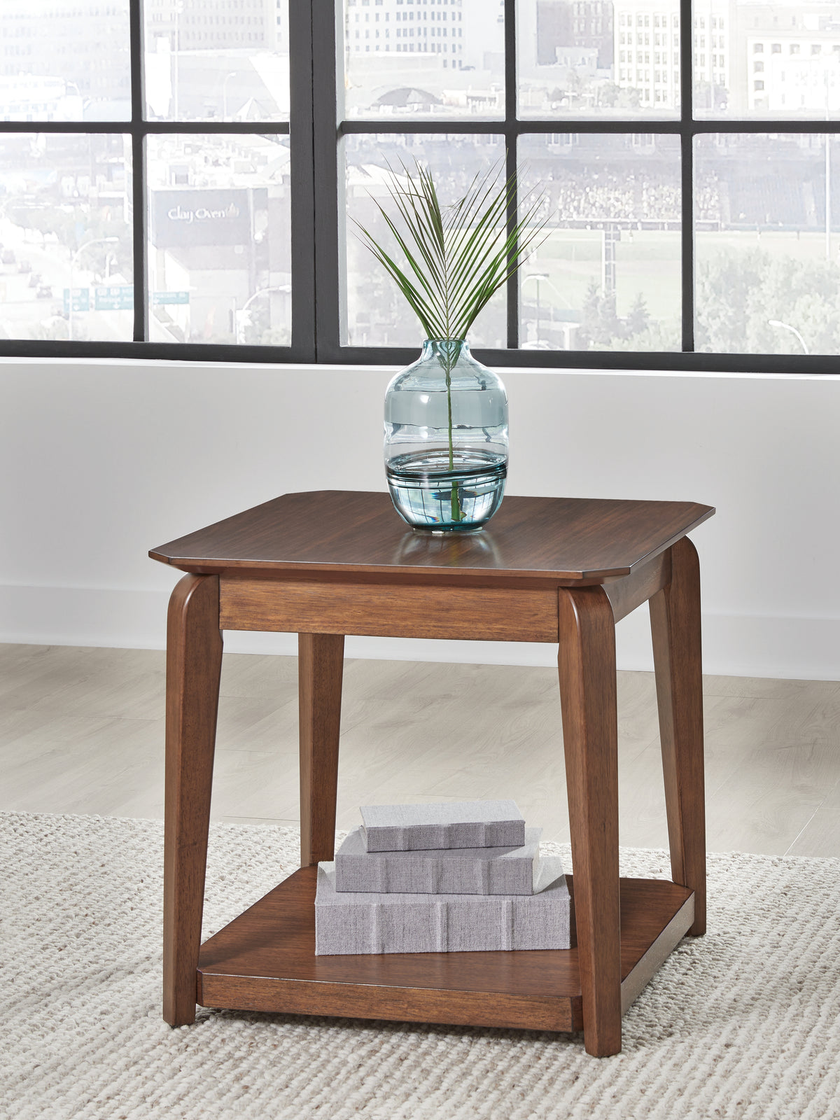 Leasing Furniture - Ashley Furniture - Trenmour End Table - Square End Table / Medium Brown - T596-2