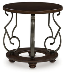 Leasing Furniture - Ashley Furniture - Frallyn End Table - Round End Table / Dark Brown - T623-6