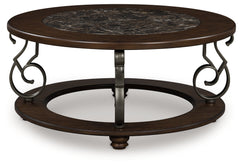 Leasing Furniture - Ashley Furniture - Frallyn Coffee Table - Round Cocktail Table / Dark Brown - T623-8
