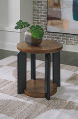 Leasing Furniture - Ashley Furniture - Kraeburn End Table - Round End Table / Brown/Black - T624-6