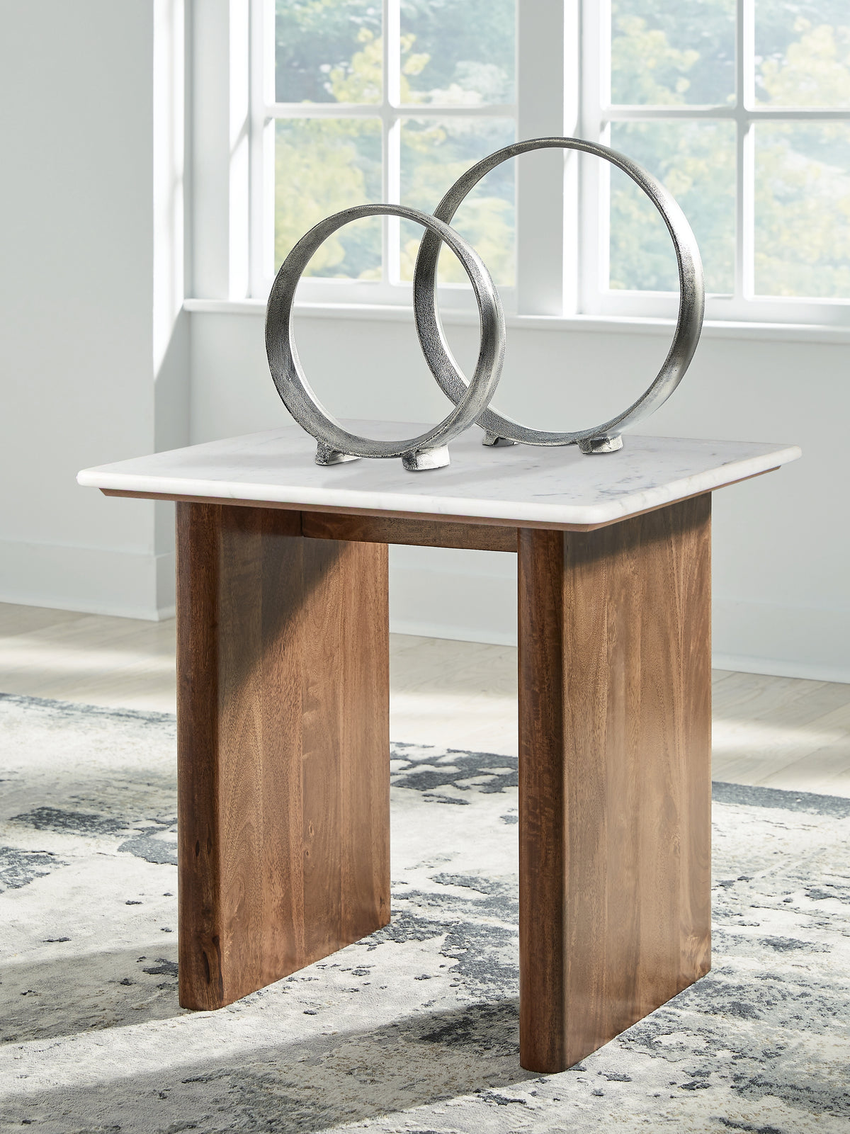 Leasing Furniture - Ashley Furniture - Isanti End Table - Square End Table / Light Brown/White - T662-3