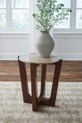 Leasing Furniture - Ashley Furniture - Tanidore End Table - Round End Table / Warm Brown - T667-6
