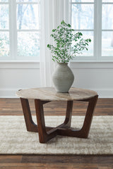 Leasing Furniture - Ashley Furniture - Tanidore Coffee Table - Round Cocktail Table / Warm Brown - T667-8
