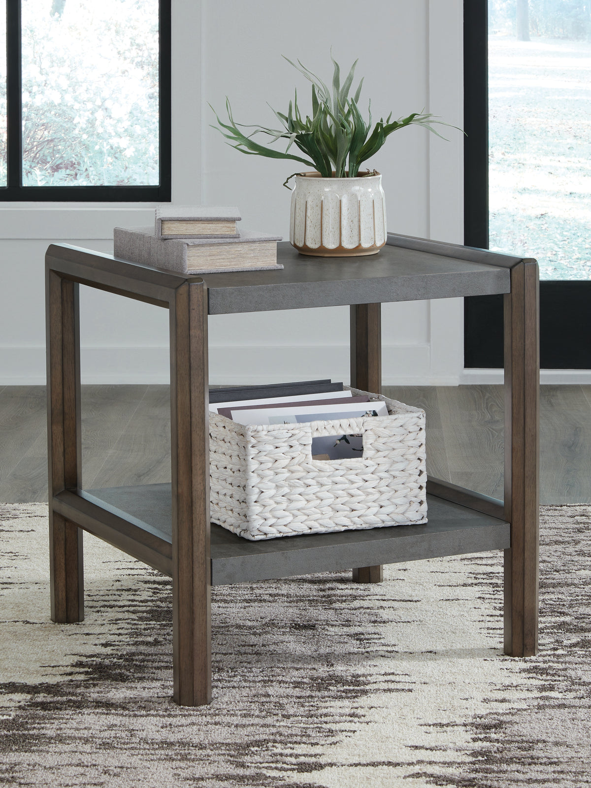 Leasing Furniture - Ashley Furniture - Kallenny End Table - Rectangular End Table / Brown/Gray - T669-3