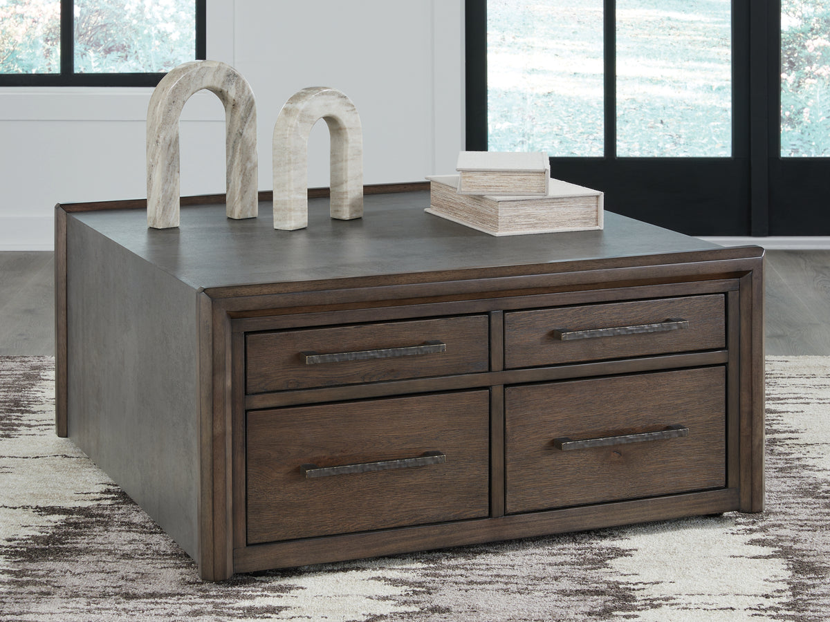 Leasing Furniture - Ashley Furniture - Kallenny Coffee Table - Square Cocktail Table / Brown/Gray - T669-8