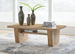 Leasing Furniture - Ashley Furniture - Kristiland Coffee Table - Rectangular Cocktail Table / Light Brown - T674-1