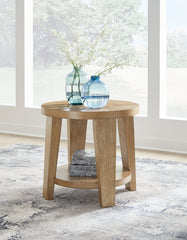 Leasing Furniture - Ashley Furniture - Kristiland End Table - Round End Table / Light Brown - T674-6