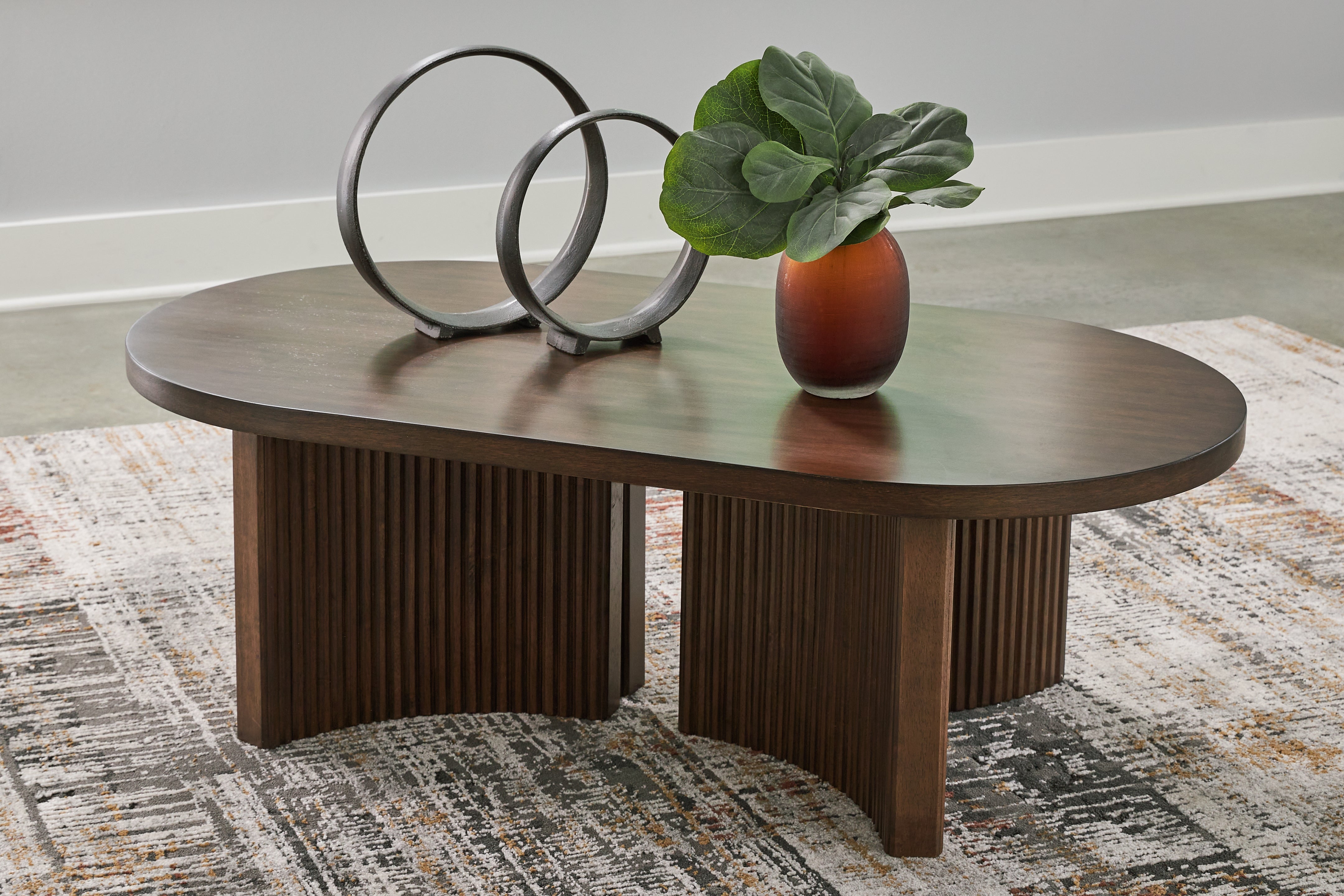Leasing Furniture - Ashley Furniture - Korestone Coffee Table - Rectangular Cocktail Table / Dark Brown - T438-1