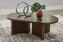 Leasing Furniture - Ashley Furniture - Korestone Coffee Table - Rectangular Cocktail Table / Dark Brown - T438-1