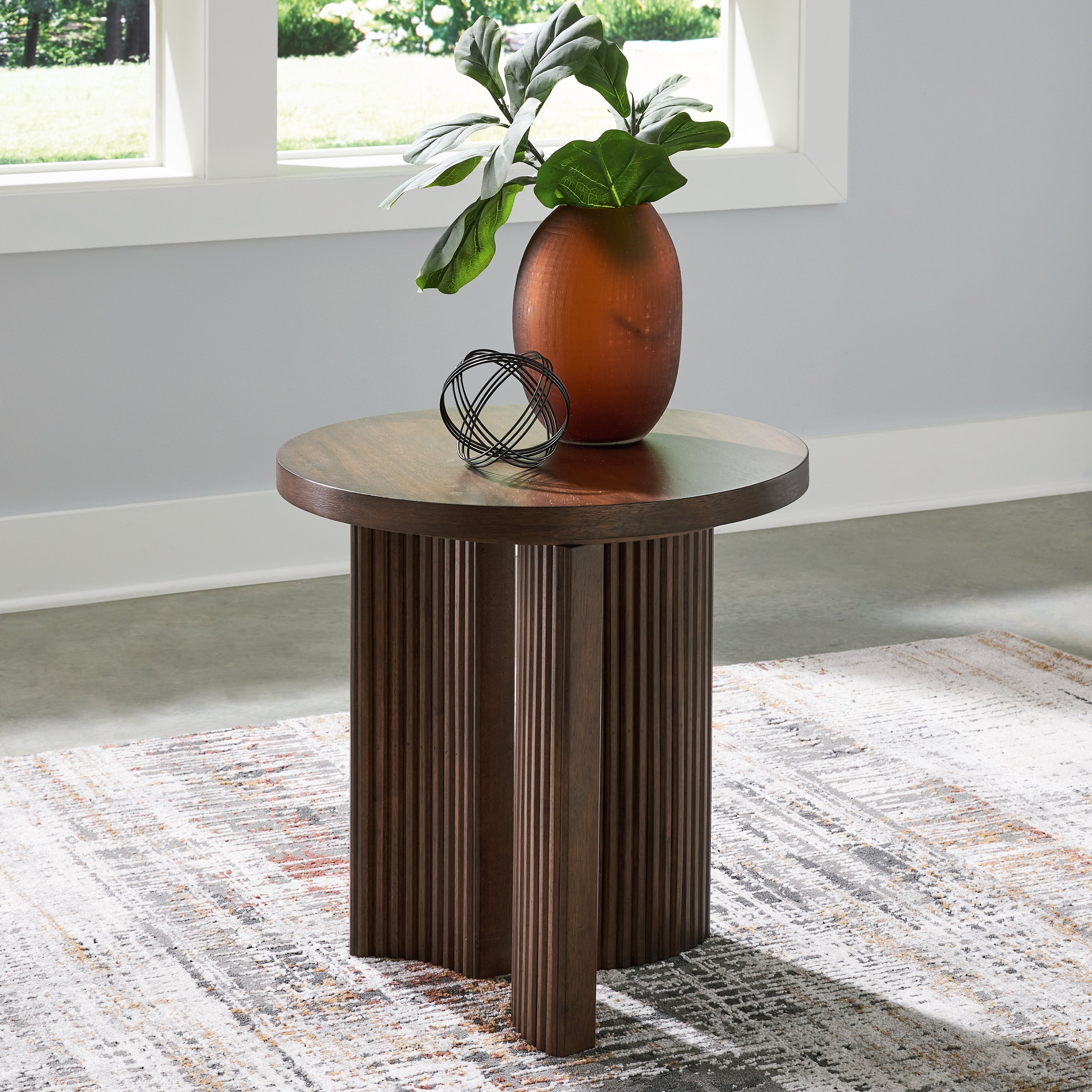 Leasing Furniture - Ashley Furniture - Korestone End Table - Rectangular End Table / Dark Brown - T438-3