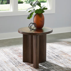 Leasing Furniture - Ashley Furniture - Korestone End Table - Rectangular End Table / Dark Brown - T438-3