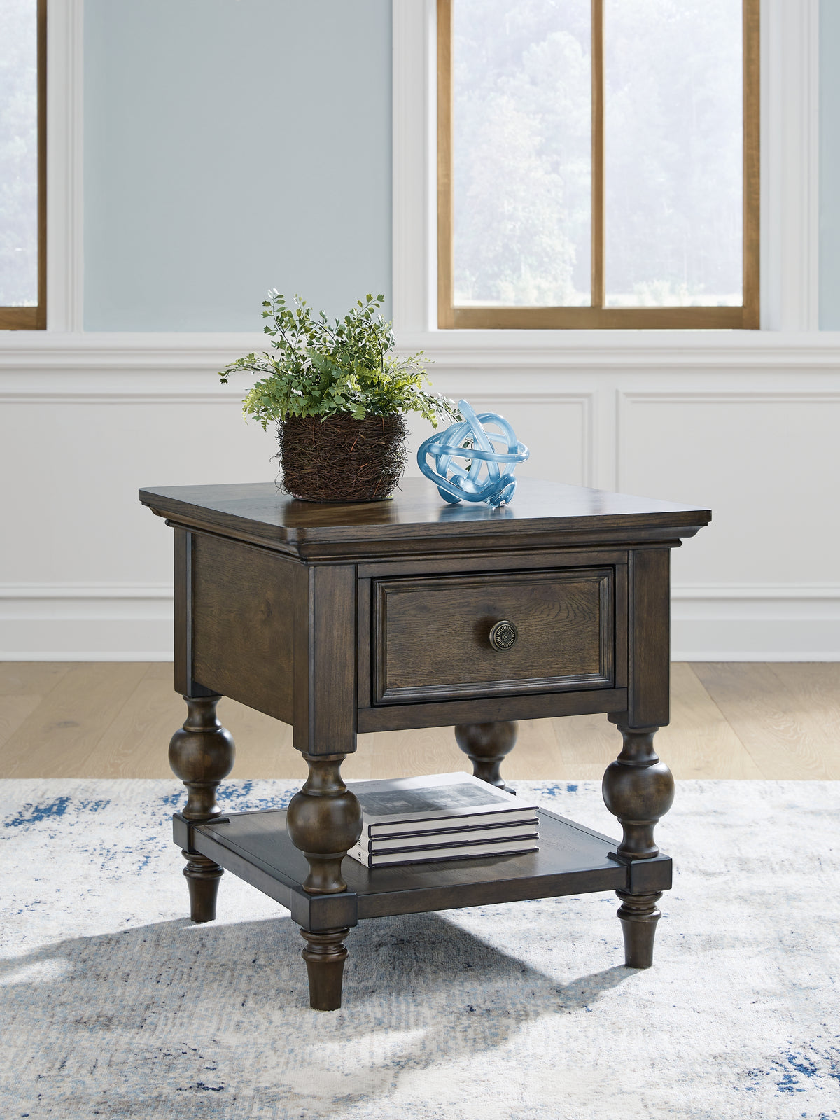 Leasing Furniture - Ashley Furniture - Veramond End Table - Square End Table / Dark Brown - T694-2