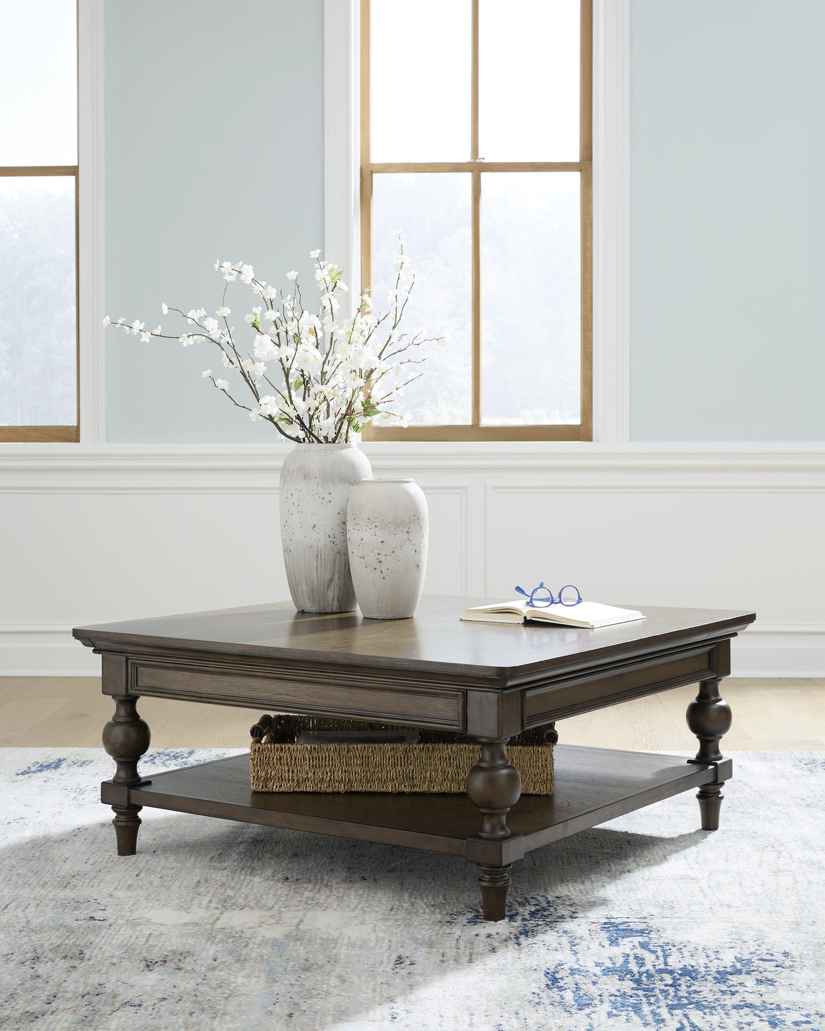 Leasing Furniture - Ashley Furniture - Veramond Coffee Table - Square Cocktail Table / Dark Brown - T694-8