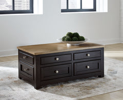 Leasing Furniture - Ashley Furniture - Drazmine Lift-Top Coffee Table - Lift Top Cocktail Table / Brown - T734-20