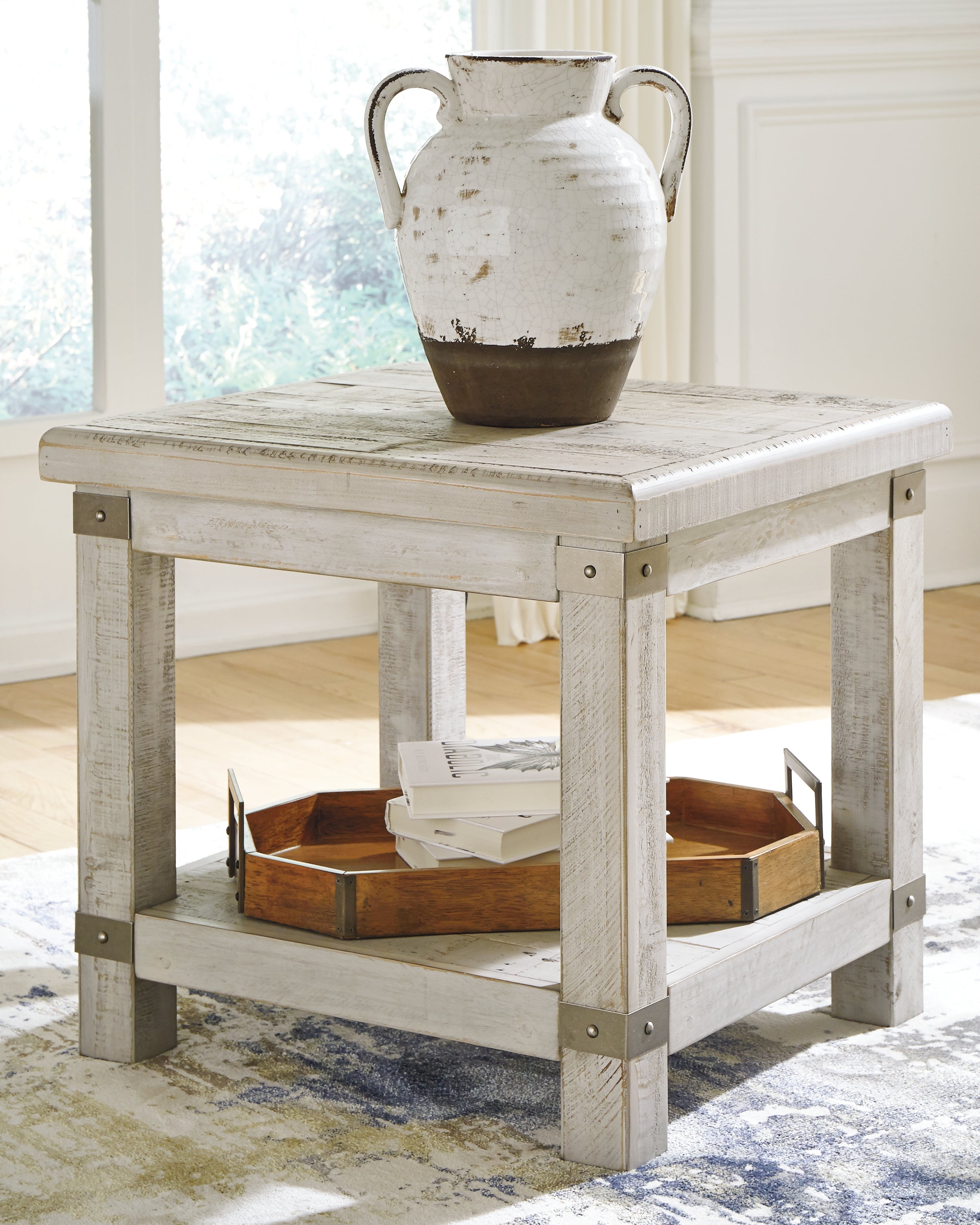 Leasing Furniture - Ashley Furniture - Carynhurst End Table - Rectangular End Table / Whitewash - T929-3