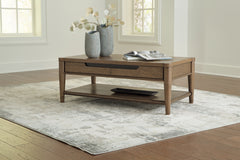 Leasing Furniture - Ashley Furniture - Roanhowe Coffee Table - Rectangular Cocktail Table / Brown - T769-1