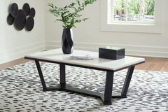 Leasing Furniture - Ashley Furniture - Fostead Coffee Table - Rectangular Cocktail Table / White/Espresso - T770-1