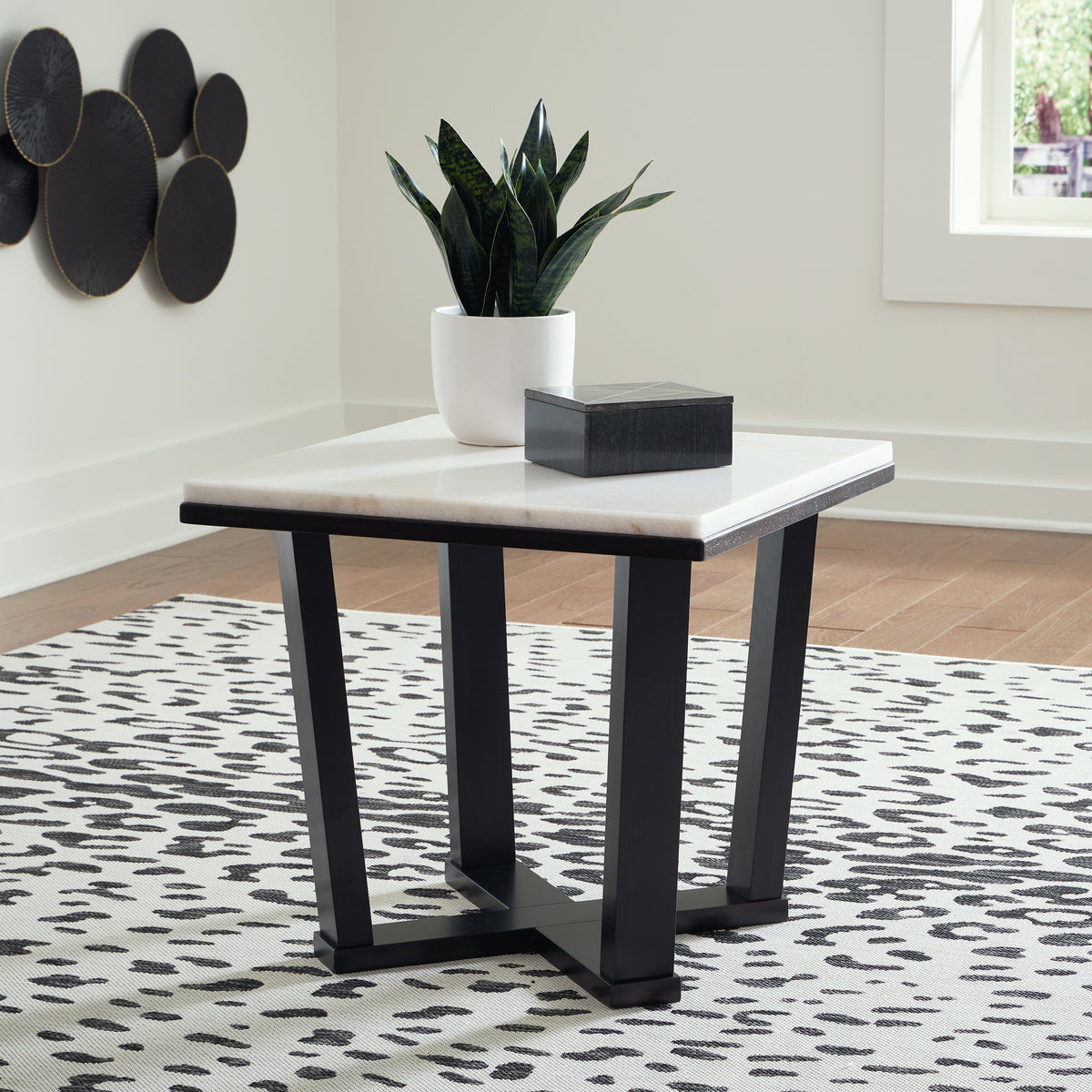 Leasing Furniture - Ashley Furniture - Fostead End Table - Square End Table / White/Espresso - T770-2