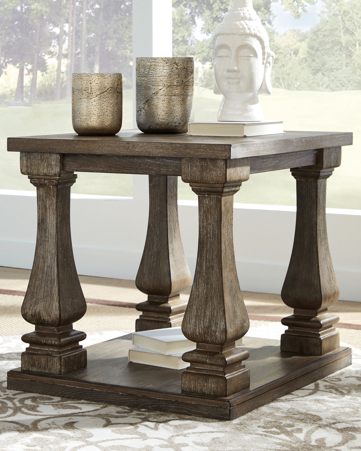 Leasing Furniture - Ashley Furniture - Johnelle End Table - Rectangular End Table / Gray - T776-3