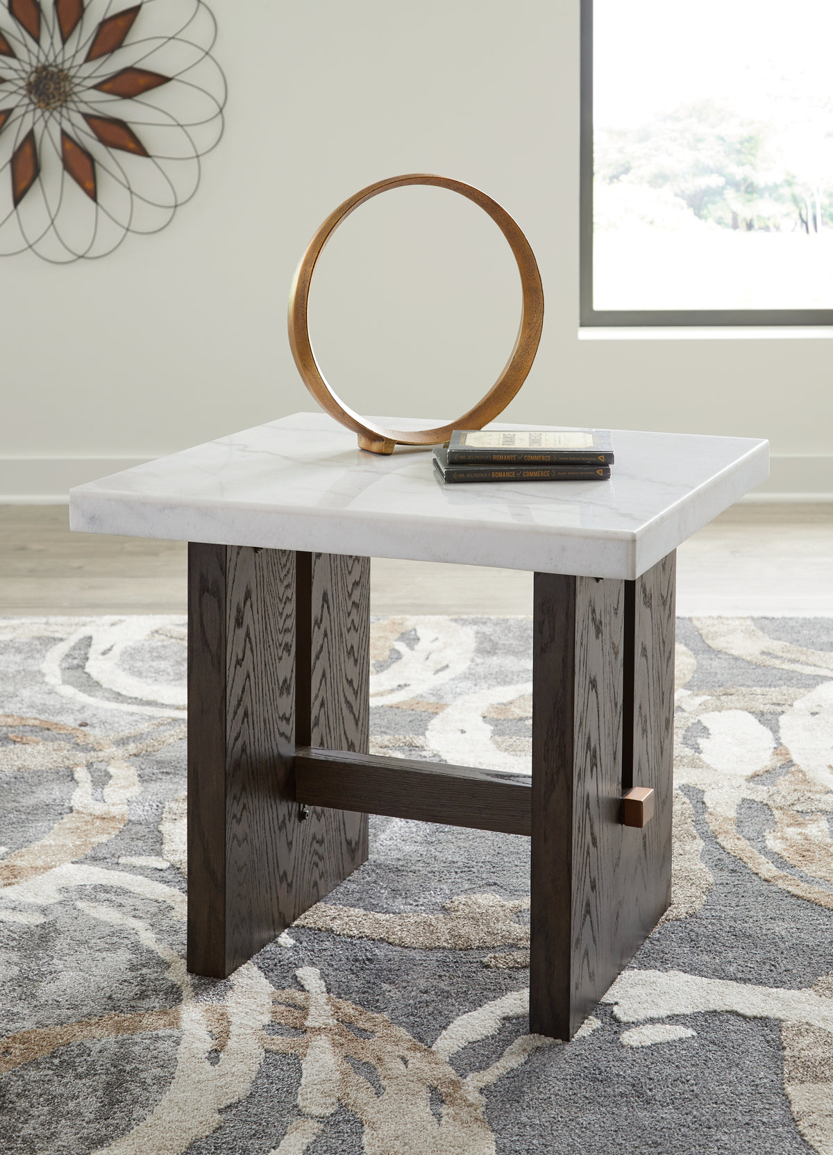 Leasing Furniture - Ashley Furniture - Burkhaus End Table - Rectangular End Table / White/Dark Brown - T779-3