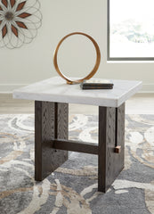 Leasing Furniture - Ashley Furniture - Burkhaus End Table - Rectangular End Table / White/Dark Brown - T779-3