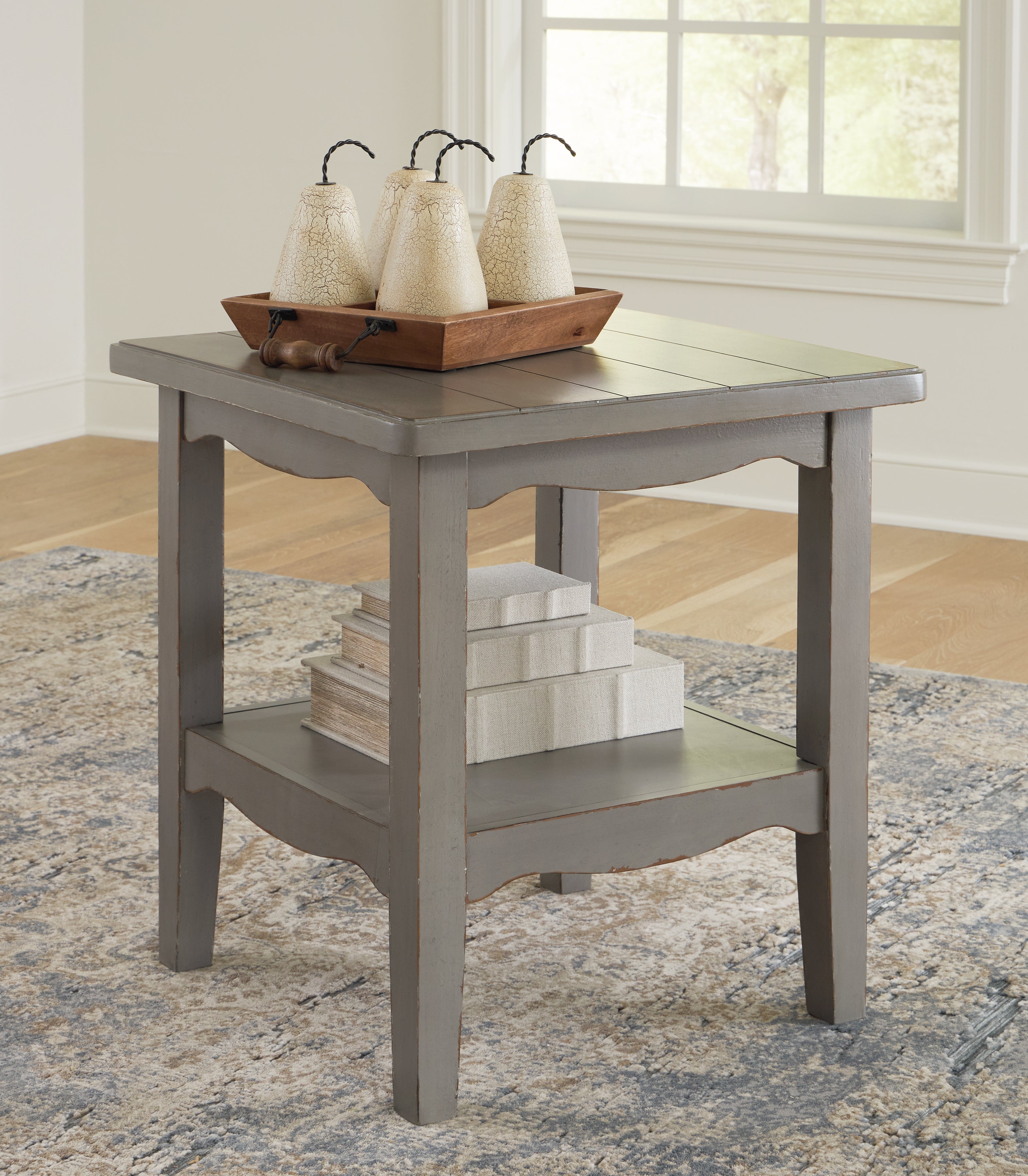 Leasing Furniture - Ashley Furniture - Charina End Table - Square End Table / Antique Gray - T784-2