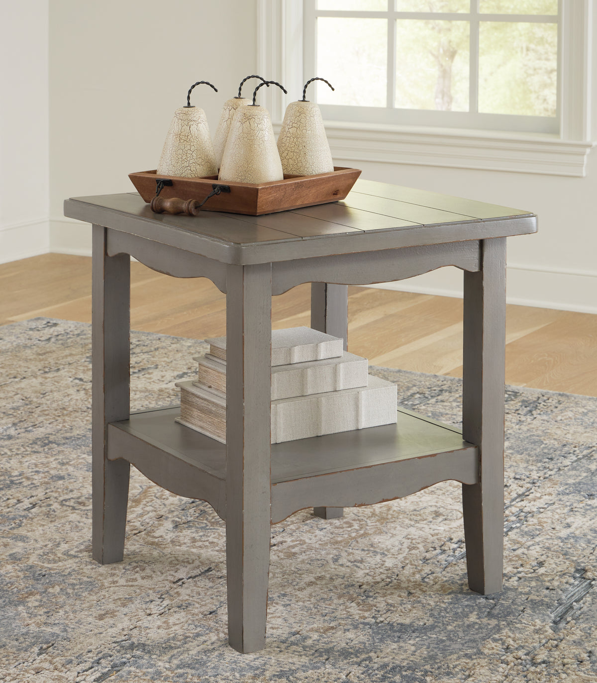 Leasing Furniture - Ashley Furniture - Charina End Table - Square End Table / Antique Gray - T784-2