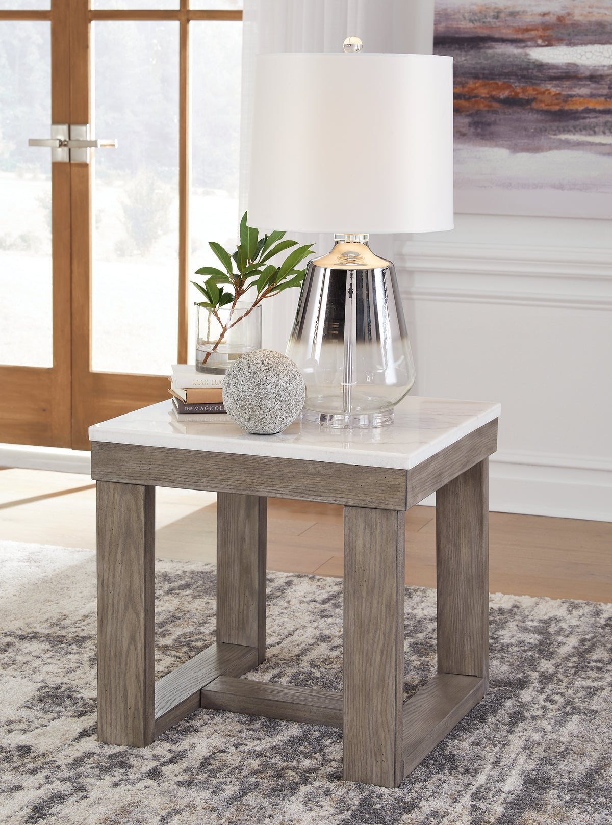 Leasing Furniture - Ashley Furniture - Loyaska End Table - Rectangular End Table / Grayish Brown/White - T854-3