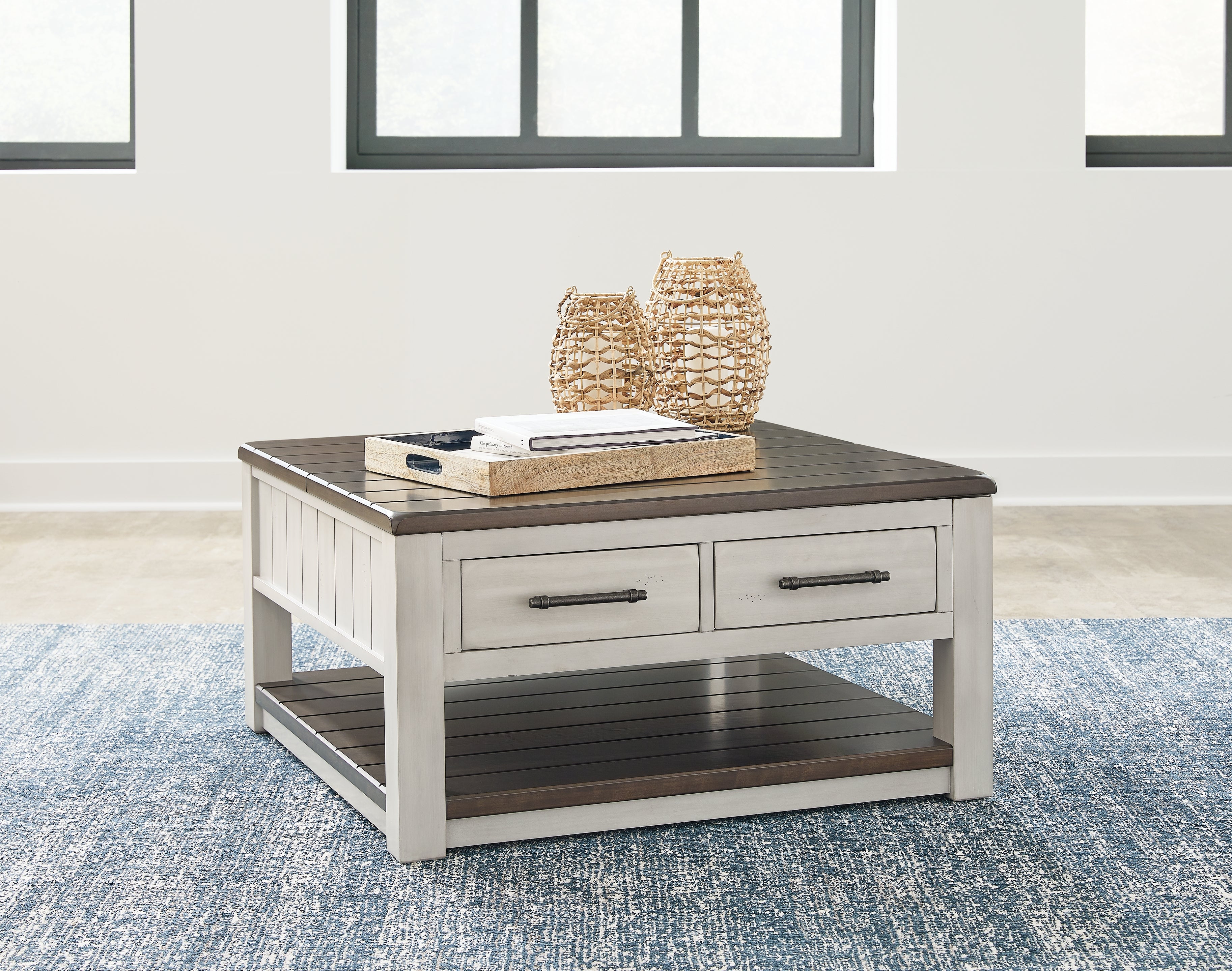 Leasing Furniture - Ashley Furniture - Darborn Lift-Top Coffee Table - Lift Top Cocktail Table / Gray/Brown - T796-00