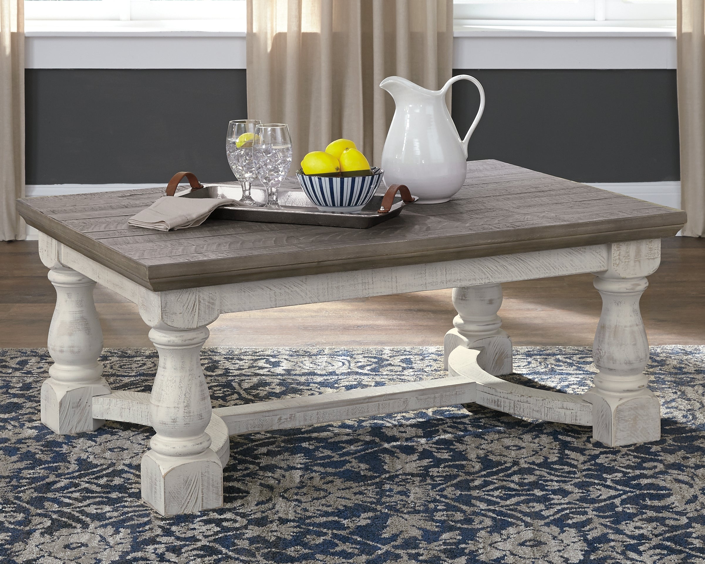 Leasing Furniture - Ashley Furniture - Havalance Coffee Table - Rectangular Cocktail Table / Gray/White - T814-1