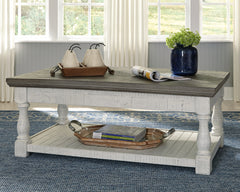 Leasing Furniture - Ashley Furniture - Havalance Lift-Top Coffee Table - Lift Top Cocktail Table / White/Gray - T994-20