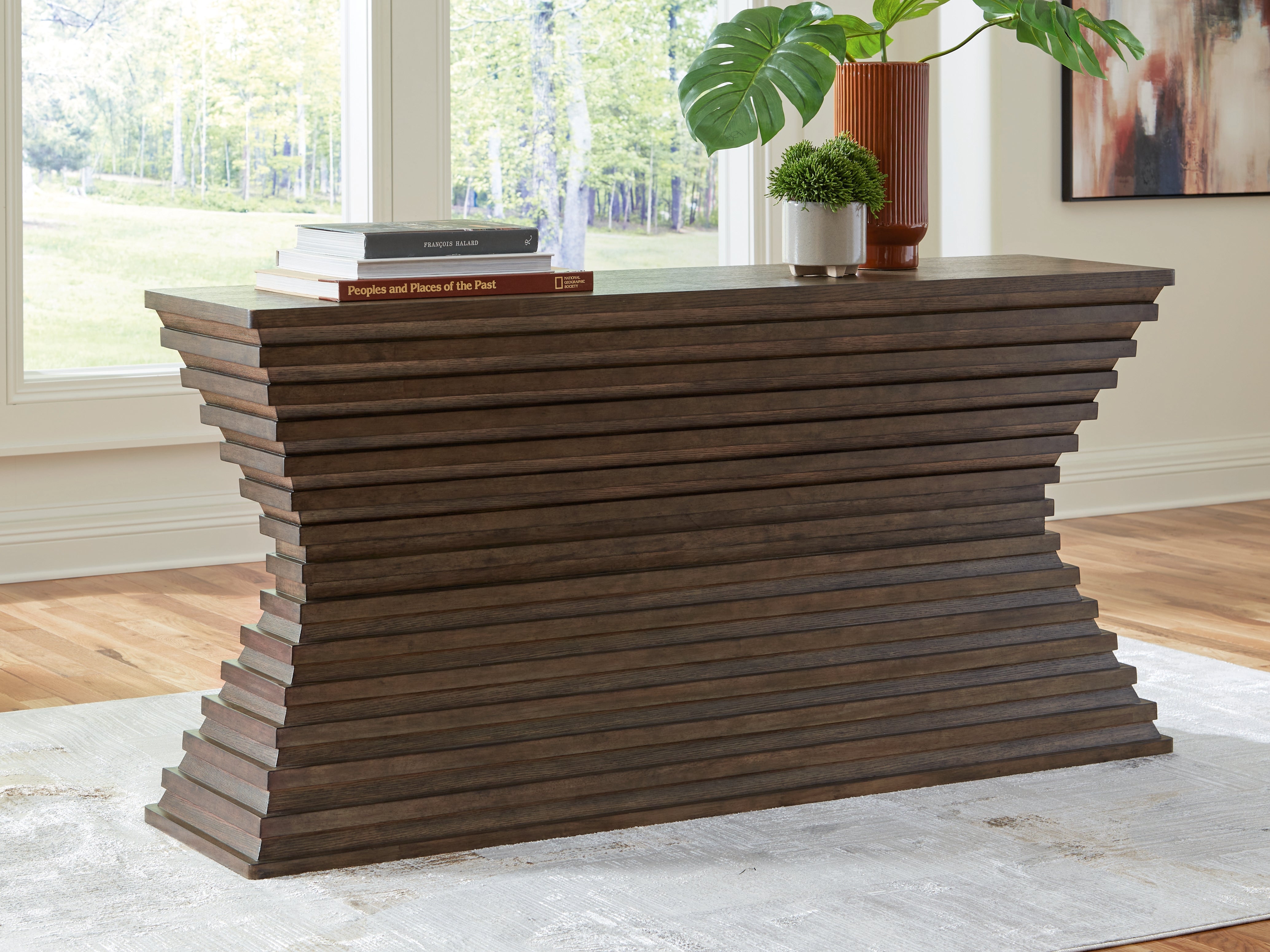 Leasing Furniture - Ashley Furniture - Hannodream Sofa Table - Sofa Table / Warm Brown - T821-4