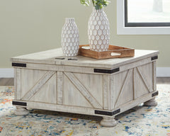Leasing Furniture - Ashley Furniture - Carynhurst Coffee Table - Cocktail Table with Storage / Whitewash - T929-20