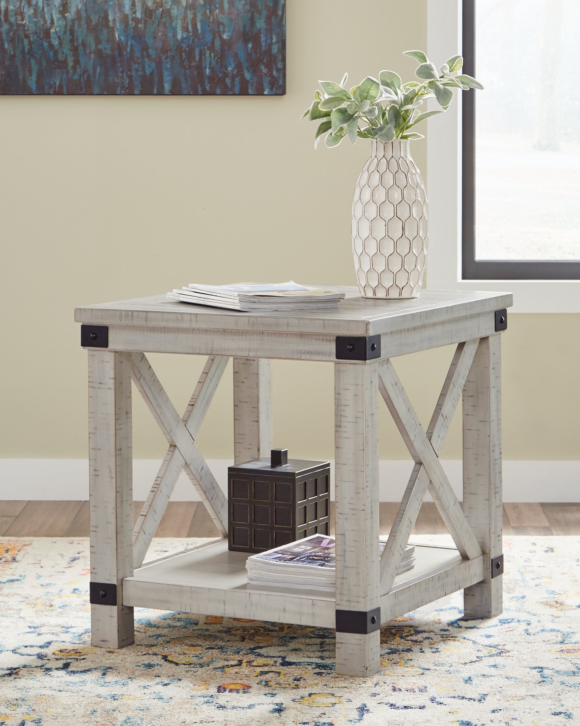 Leasing Furniture - Ashley Furniture - Carynhurst End Table - Rectangular End Table / Whitewash - T929-3