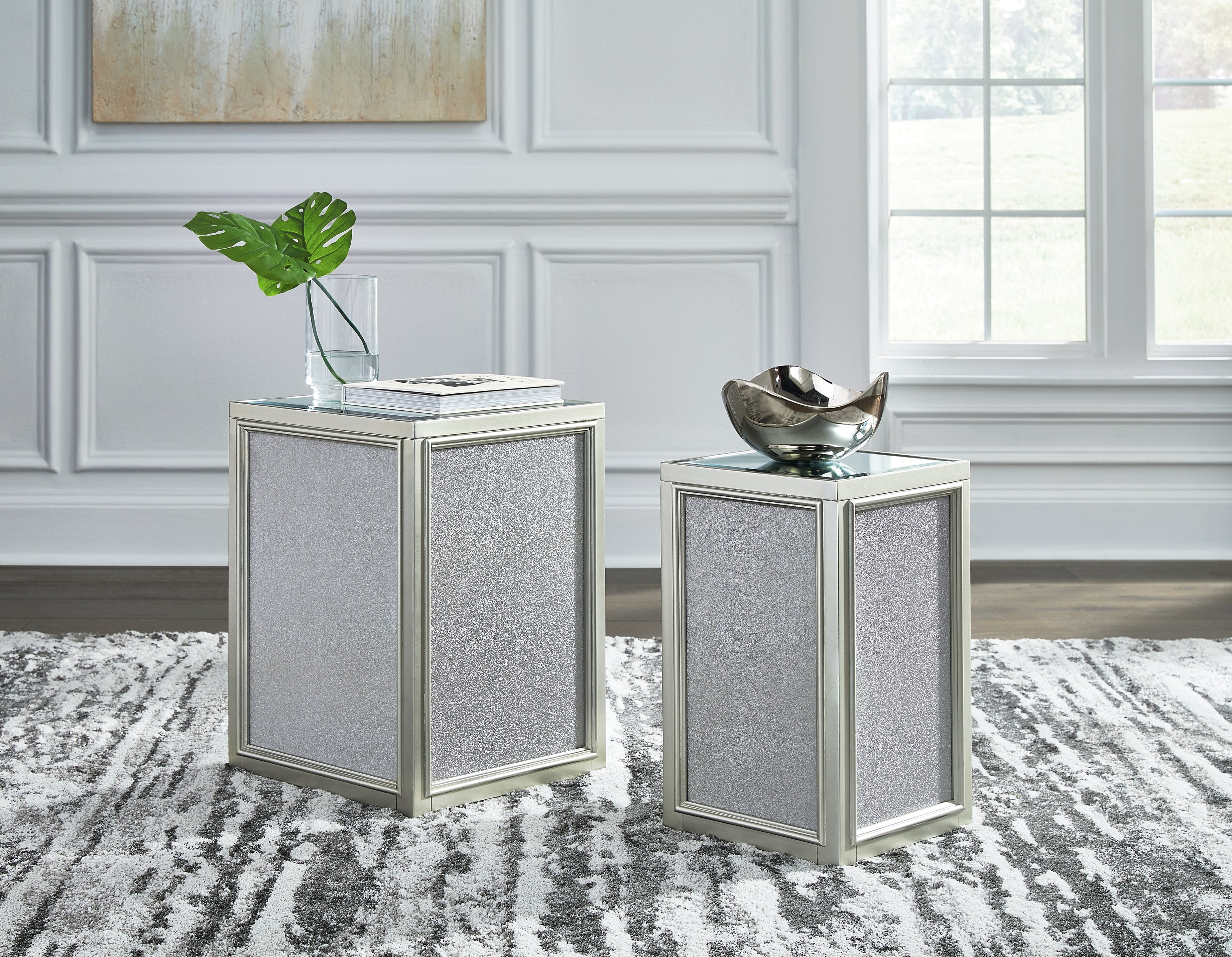 Leasing Furniture - Ashley Furniture - Traleena Nesting End Table (Set of 2) - Nesting End Tables (Set of 2) / Silver Finish - T957-16